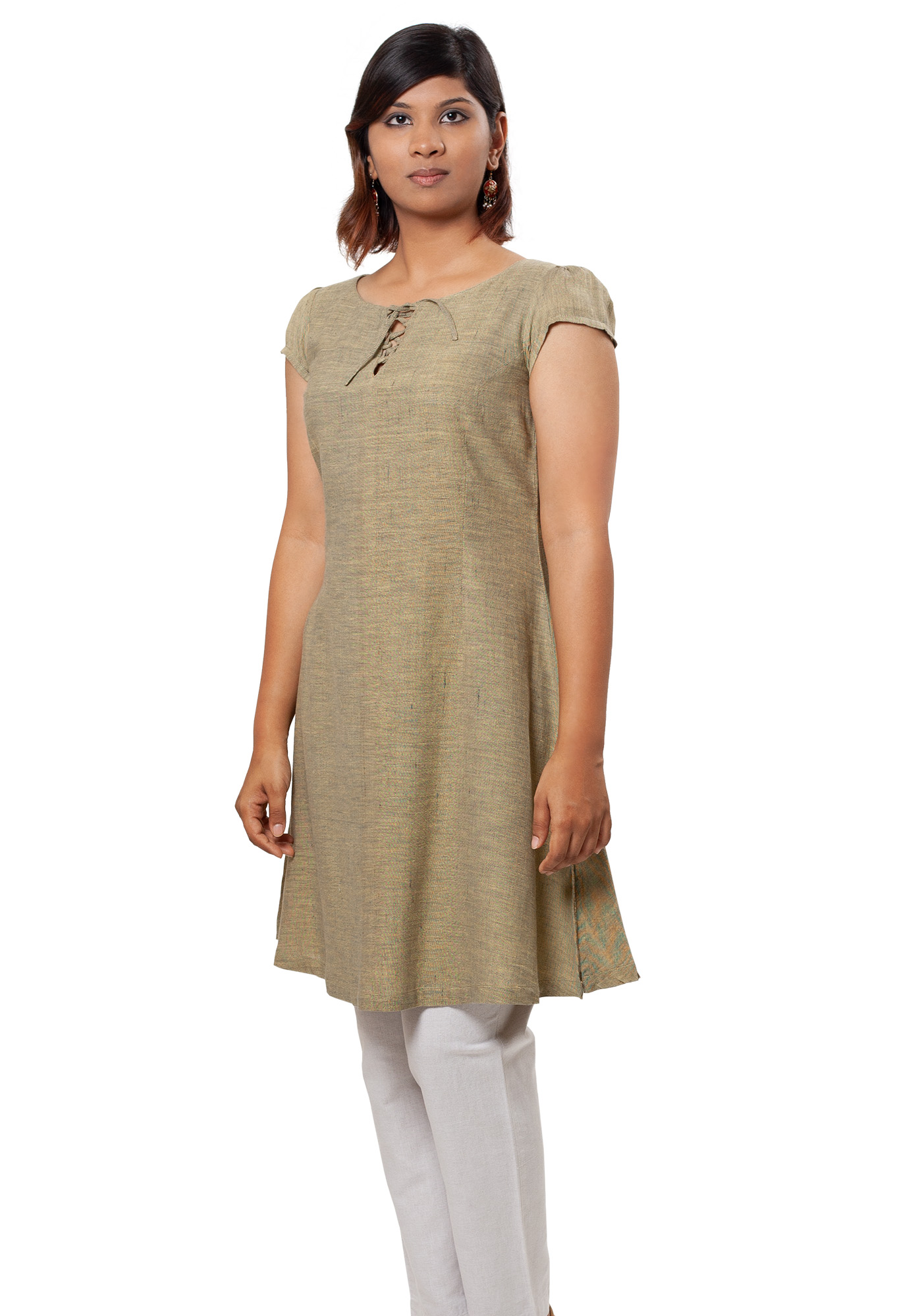 MINC Long Tunic in Grassy Green Khadi Cotton