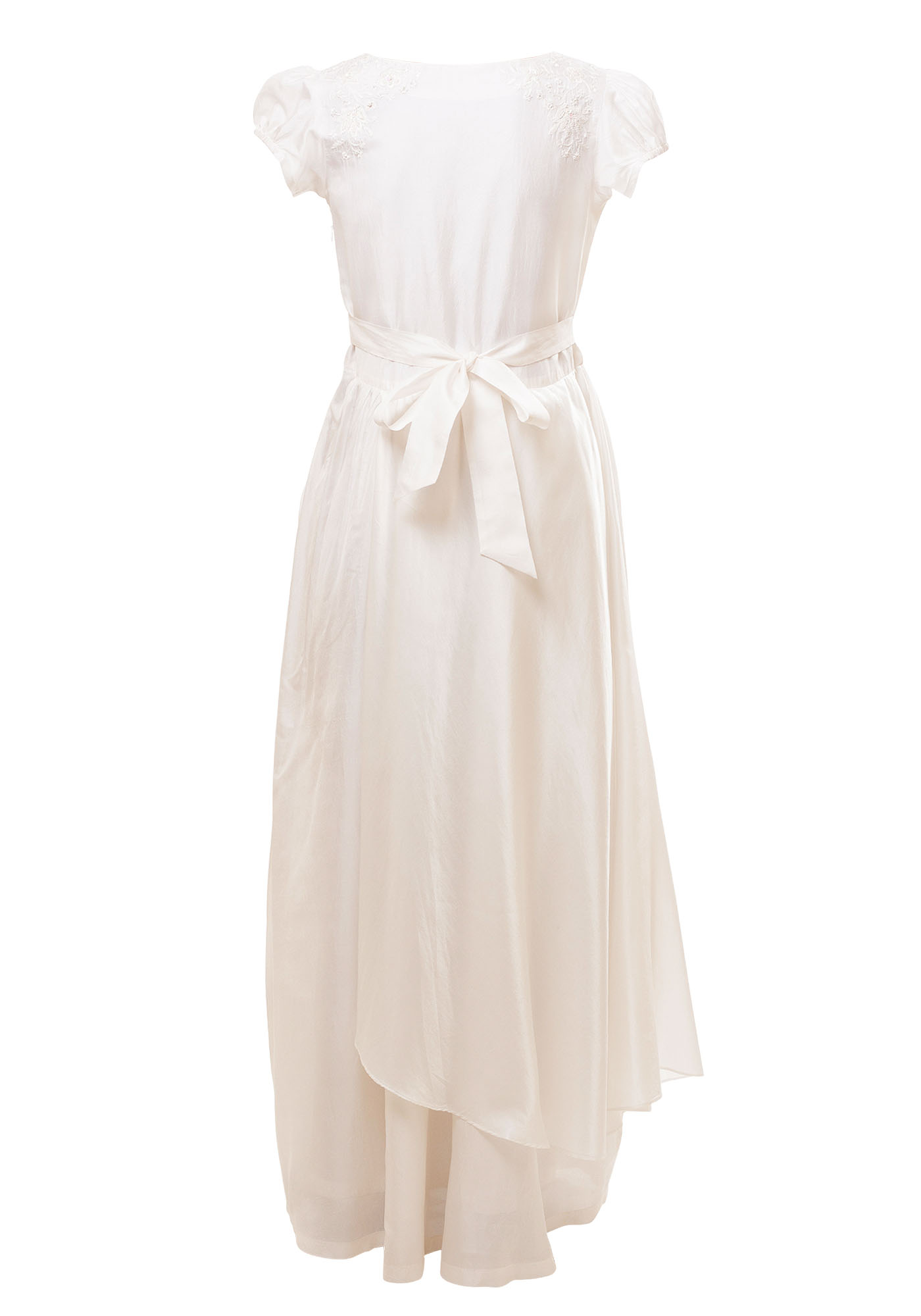MINC Petite Girls Asymmetric Gown in Pearl White Silk