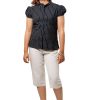 MINC Puff Sleeve Shirt In Pinstripe Black Cotton