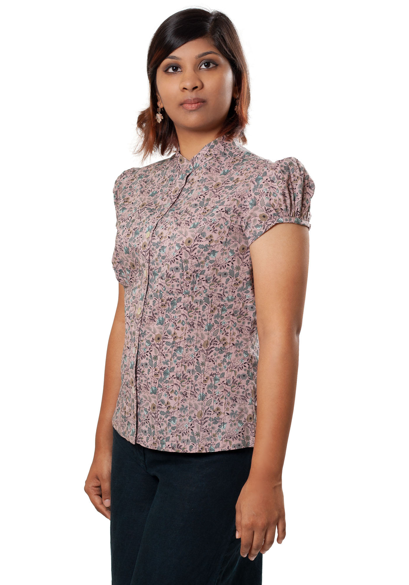 MINC eco friendly Dusky Rose Floral Print Cotton Shirt