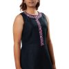 MINC eco friendly Embroidered Sleeveless Tunic in Black Linen