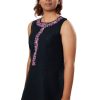 MINC eco friendly womens couture Embroidered Sleeveless Tunic in Black Linen
