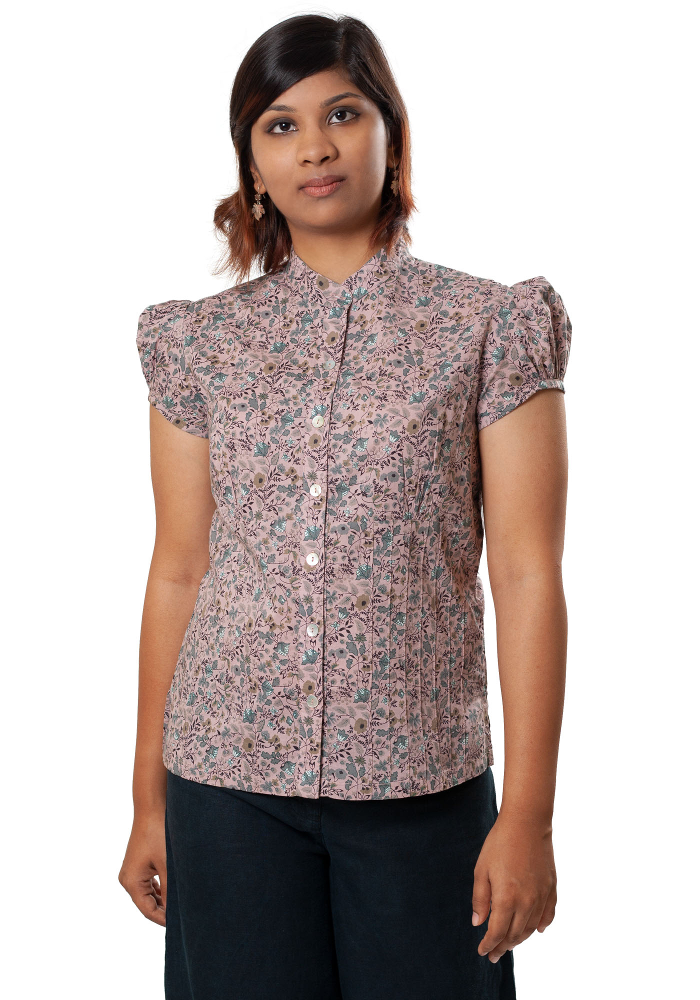 MINC ecofashion Dusky Rose Floral Print Cotton Shirt