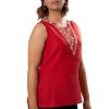 MINC ecofashion Gilly Embroidered Linen Top in Red