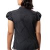 MINC ecofashione Womens Puff Sleeve Shirt In Pinstripe Black Cotton