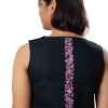 MINC womens smart casuals Embroidered Sleeveless Tunic in Black Linen