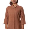 MINC Asymmetric Striped Brown Khadi Cotton Shirt