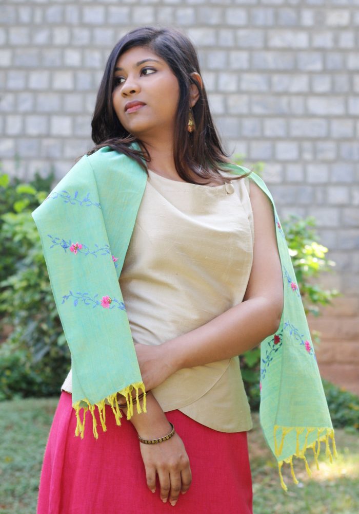 MINC Spring Garden Hand Embroidered Khadi Cotton Scarf
