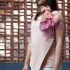 MINC eco fashion Orange Blossoms Hand Embroidered Khadi Cotton Scarf