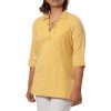 MINC V Neck Kurti in Mustard Yellow Khadi Cotton