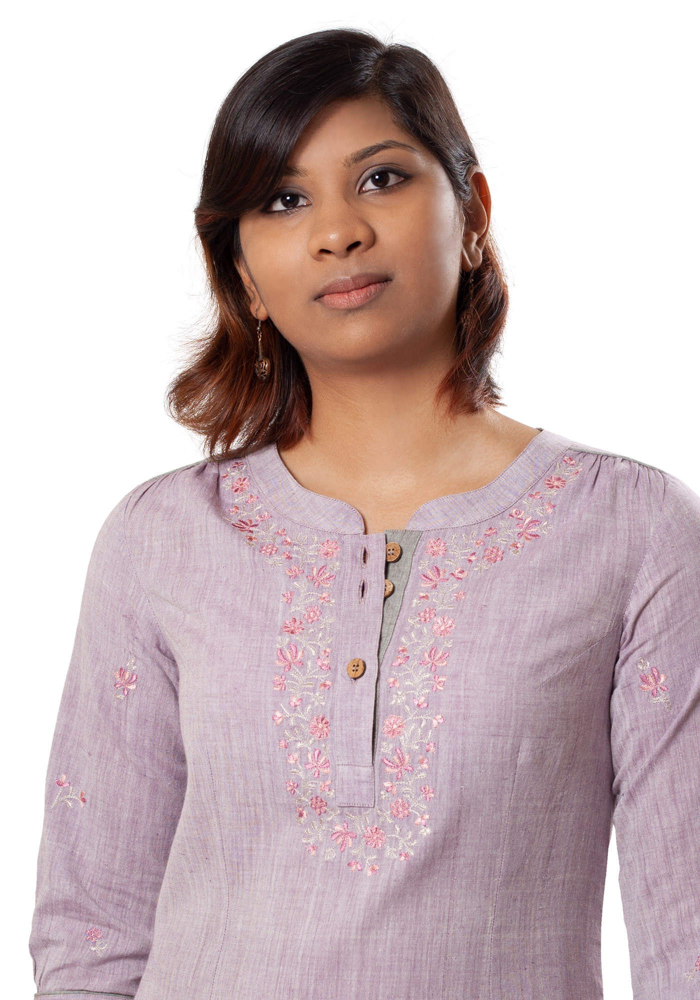 MINC eco fashion Classic Embroidered Khadi Cotton Top in Lilac