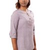 MINC eco friendly couture Classic Embroidered Khadi Cotton Top in Lilac