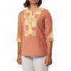 MINC eco friendly couture Patterned Tunic in Orange Khadi Cotton
