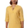 MINC womens high fashion V Neck Kurti in Mustard Yellow Khadi Cotton