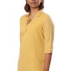 MINC ecofriendly womens couture V Neck Kurti in Mustard Yellow Khadi Cotton