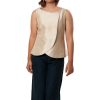 MINC womens fashion Sleeveless Asymmetric Top in Beige Dupion Silk